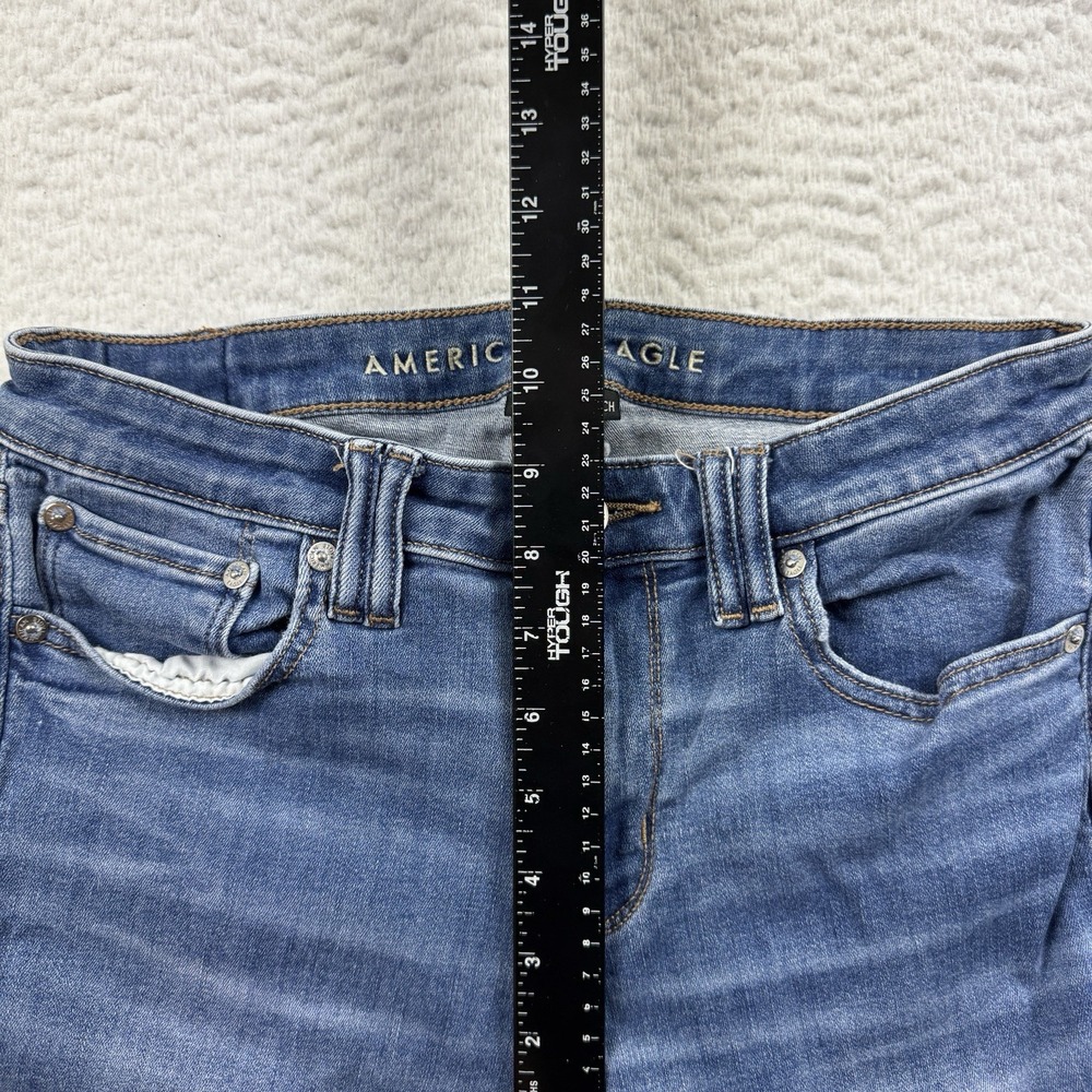 American Eagle Jeans 6 X Long Blue Low Rise Flare Flap Pocket Stretch Denim - Picture 6 of 12